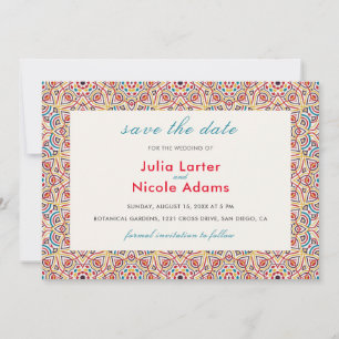 Save The Date Mariage Luxueux Métallisé Pailleté Géométrique