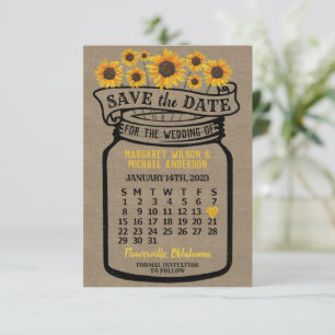 Save The Date Mariage Mason Jar Sunflowers Janvier 2023 Calendri