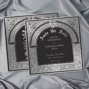 Save The Date Mariage Médiéval Gothique Noir Argent