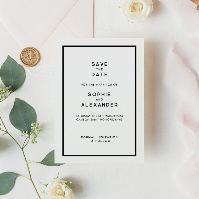 Save The Date Mariage minimal chic français noir et blanc (Créateur téléchargé)