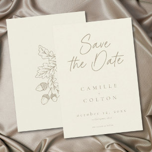 Save The Date Mariage minimaliste à feuille de crème d'ivoire et