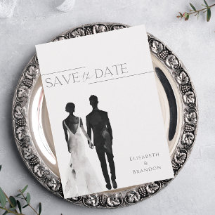 Save The Date Mariage Minimaliste Aquarelle Silhouette Simple