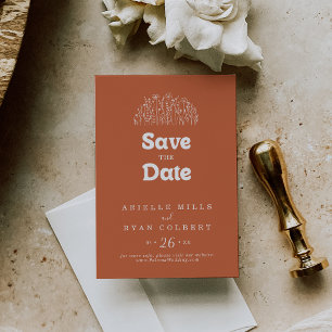 Save The Date Mariage Minimaliste aux Fleurs Sauvages en Terraco