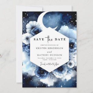 Save The Date Mariage minimaliste bleu clair de lune