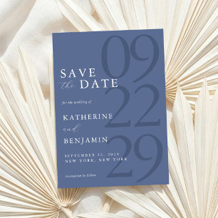 Save The Date Mariage Minimaliste Bleu Moderne