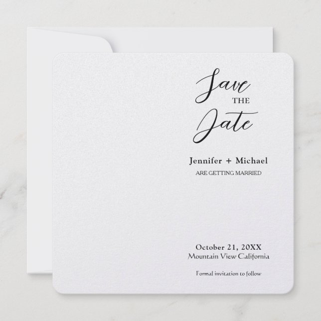 Save The Date Mariage Minimaliste Calligraphie  (Devant)