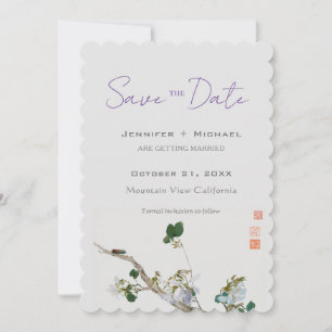 Save The Date Mariage Minimaliste Calligraphie Florale 