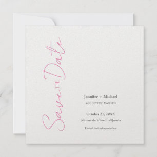 Save The Date Mariage Minimaliste Calligraphie Rose Blanc