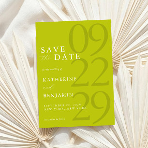 Save The Date Mariage minimaliste chartreuse moderne