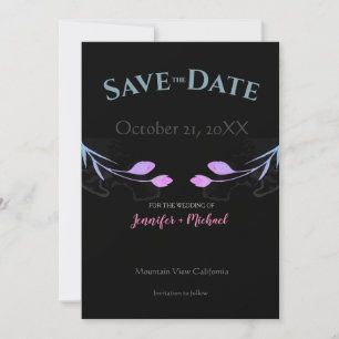 Save The Date Mariage Minimaliste Chic Fleurs Noires