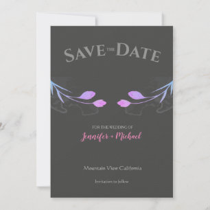 Save The Date Mariage Minimaliste Chic Gris Floral