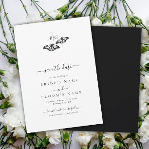 Save The Date Mariage minimaliste de papillon noir blanc
