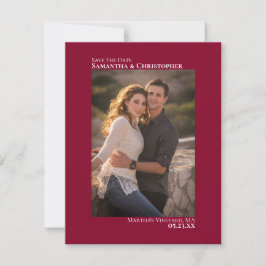 Save The Date Mariage minimaliste de photo verticale rouge canne