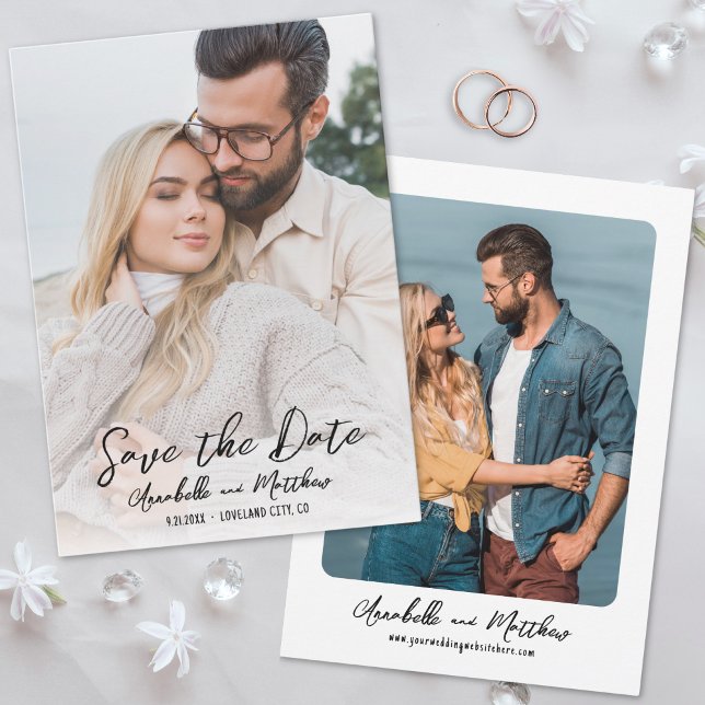 Save The Date Mariage minimaliste de script simple photo (Photo Simple Script Minimalist Wedding Save the Date)
