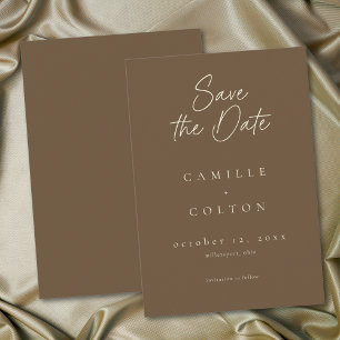 Save The Date Mariage minimaliste élégant au chocolat brun