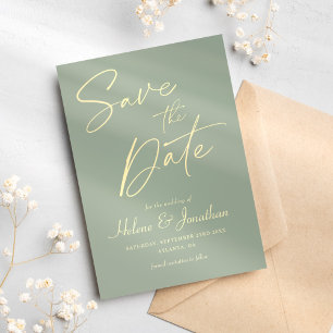 Save The Date Mariage minimaliste élégant moderne Sage Green