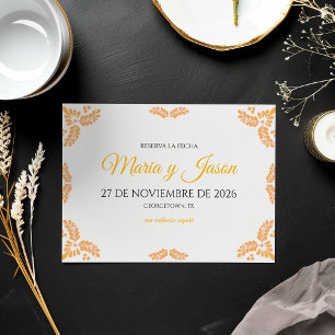 Save The Date Mariage Minimaliste Espagnol Fleurs Jaunes de Tala