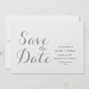 Save The Date Mariage Minimaliste Gris Simple Écriture Calligrap