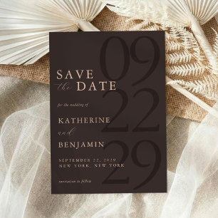 Save The Date Mariage Minimaliste Marron Moderne