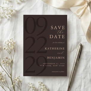 Save The Date Mariage Minimaliste Marron Moderne