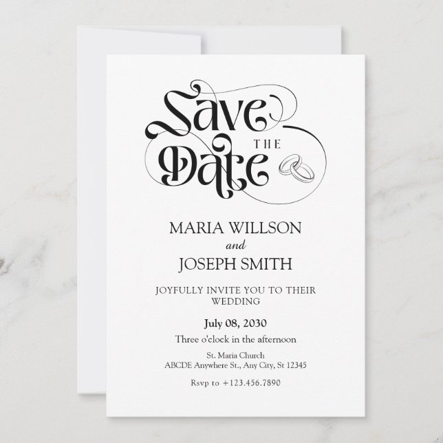 Save The Date Mariage minimaliste moderne (Devant)
