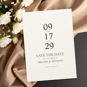 Save The Date Mariage minimaliste moderne Black Ecru