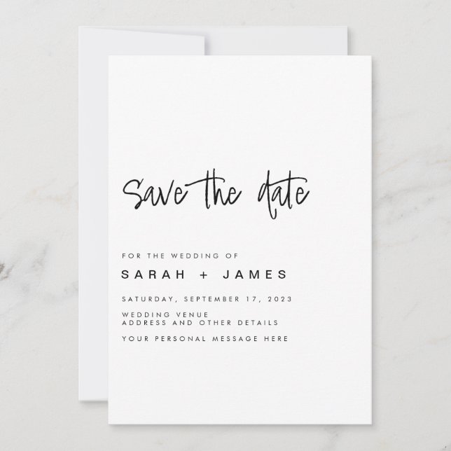 Save The Date Mariage minimaliste moderne Enregistrer la date In (Devant)