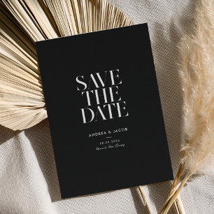 Save The Date Mariage minimaliste moderne noir et blanc