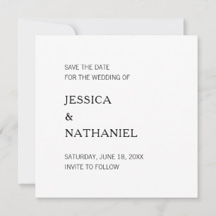 Save The Date Mariage minimaliste moderne noir et blanc
