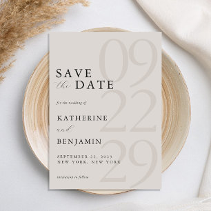Save The Date Mariage minimaliste moderne noir et ivoire