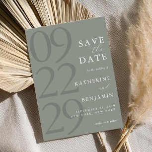 Save The Date Mariage minimaliste moderne Sage Green