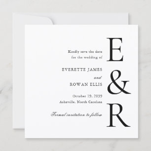 Save The Date Mariage minimaliste monogramme moderne gras