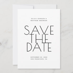 Save The Date Mariage Minimaliste Noir & Blanc Photo & Code QR