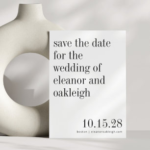 Save The Date Mariage Minimaliste Noir Blanc Typographie Élégant