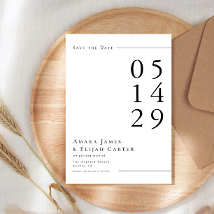 Save The Date Mariage minimaliste noir et blanc moderne