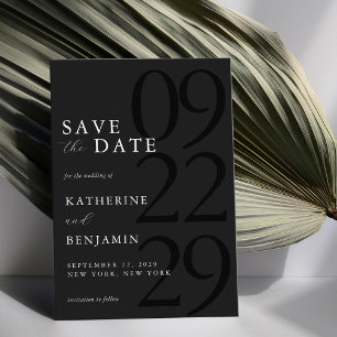 Save The Date Mariage Minimaliste Noir Mat