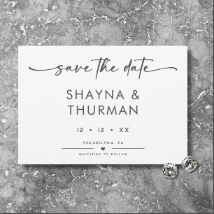 Save The Date Mariage minimaliste noir moderne