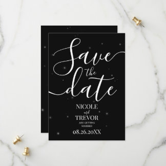 Save The Date Mariage Minimaliste Noir Petites Étoiles Personnal