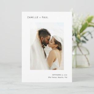 Save The Date Mariage minimaliste Photo noir et blanc élégant