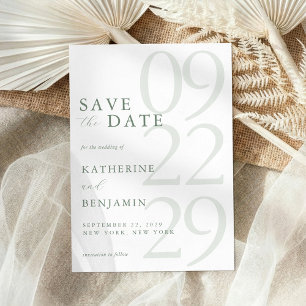 Save The Date Mariage Minimaliste Vert Sauge Moderne