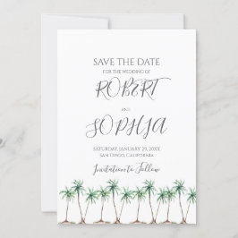 Save The Date Mariage Moderne à l'Aquarelle avec Palmier