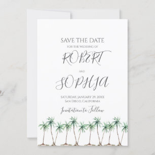 Save The Date Mariage Moderne à l'Aquarelle avec Palmier