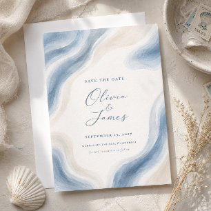 Save The Date Mariage Moderne Aquarelle Côtière