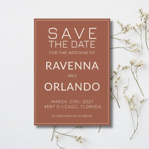 Save The Date Mariage Moderne Argent Terracotta