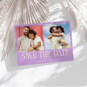 Save The Date Mariage Moderne aux 2 Photos de Glycine