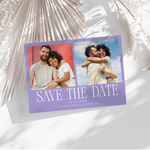 Save The Date Mariage moderne aux 2 photos de lilas