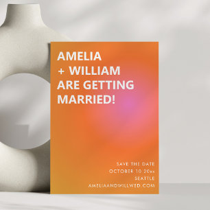 Save The Date Mariage Moderne avec Dégradé Gras Rose Orange Rétr