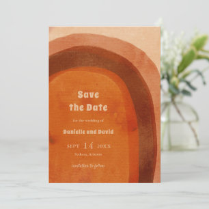 Save The Date Mariage Moderne avec une Arche Rustique Orange Brû