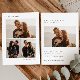 Save The Date Mariage Moderne Collage de 4 Photos