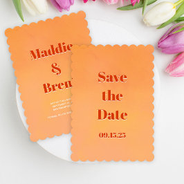 Save The Date Mariage Moderne Coucher de Soleil Orange Aquarelle